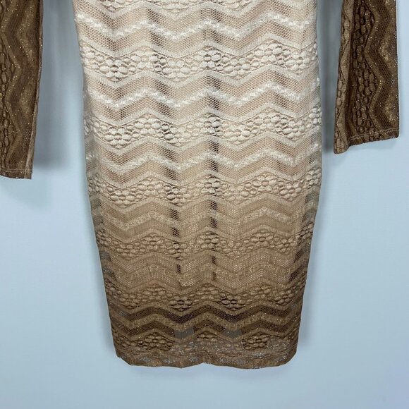 Honey and Rosie Juniors Glittery Chevron Stripe Lace Dress Brown Ombre size L - Picture 6 of 11